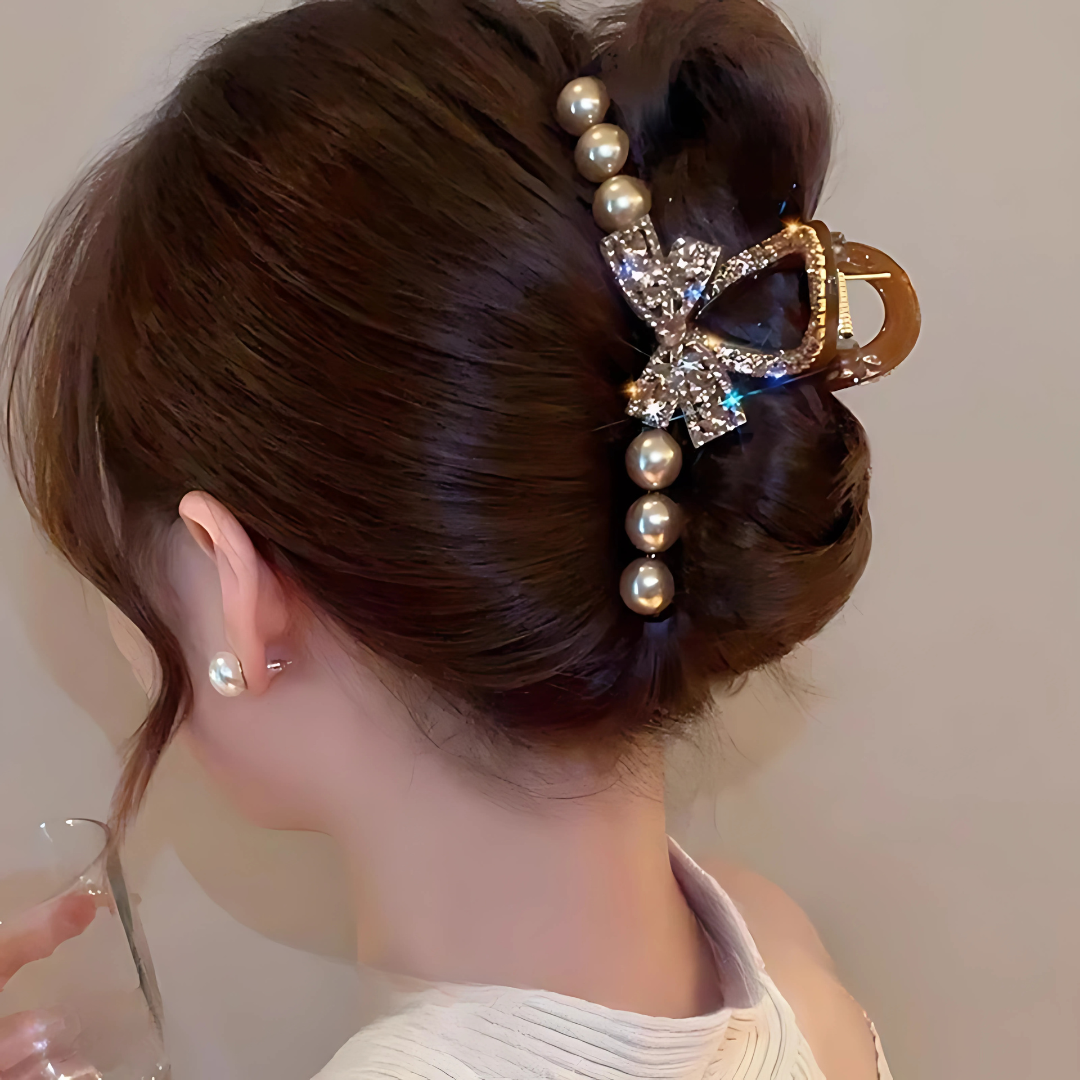 Korean Pearl Rhinestone Acrylic Hair Claw Clip for Women