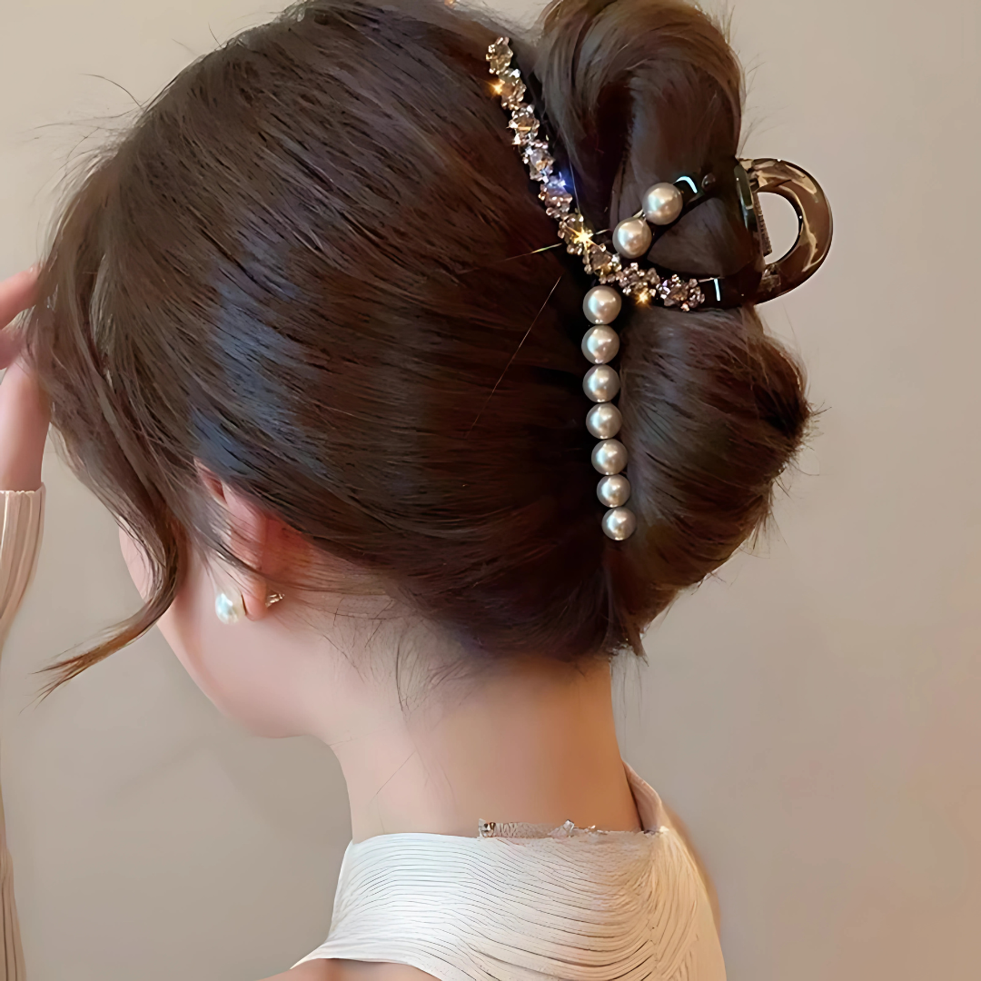 Korean Pearl Rhinestone Acrylic Hair Claw Clip for Women