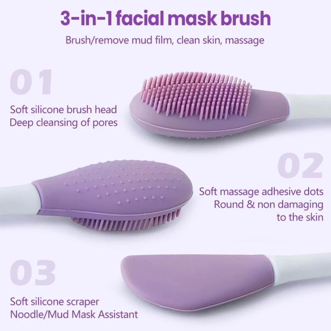 Double Head Silicone Face Mask Brush Facial Cleansing & Massage Tool