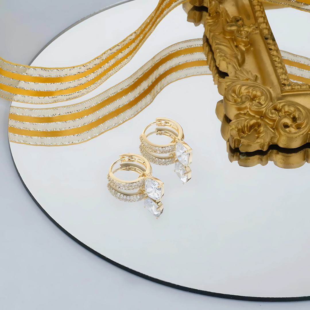 18K Gold Plated Fuin Drop Earrings for Women