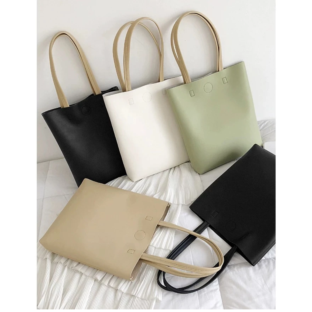 Korean Tall PU Leather Tote Bag for Women