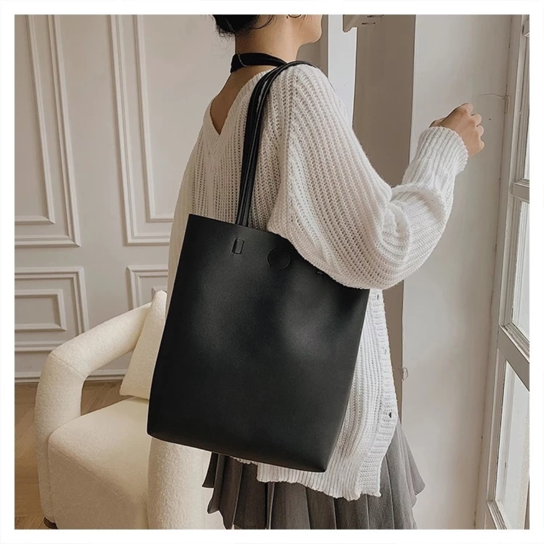 Korean Tall PU Leather Tote Bag for Women