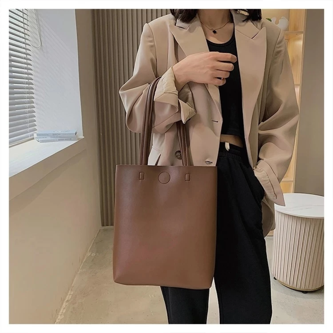 Korean Tall PU Leather Tote Bag for Women
