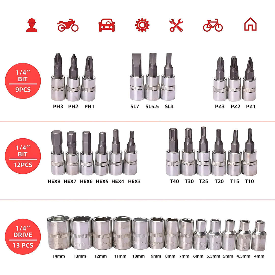 Chrome Vanadium Steel Tool Set Car & Motorcycle Repair