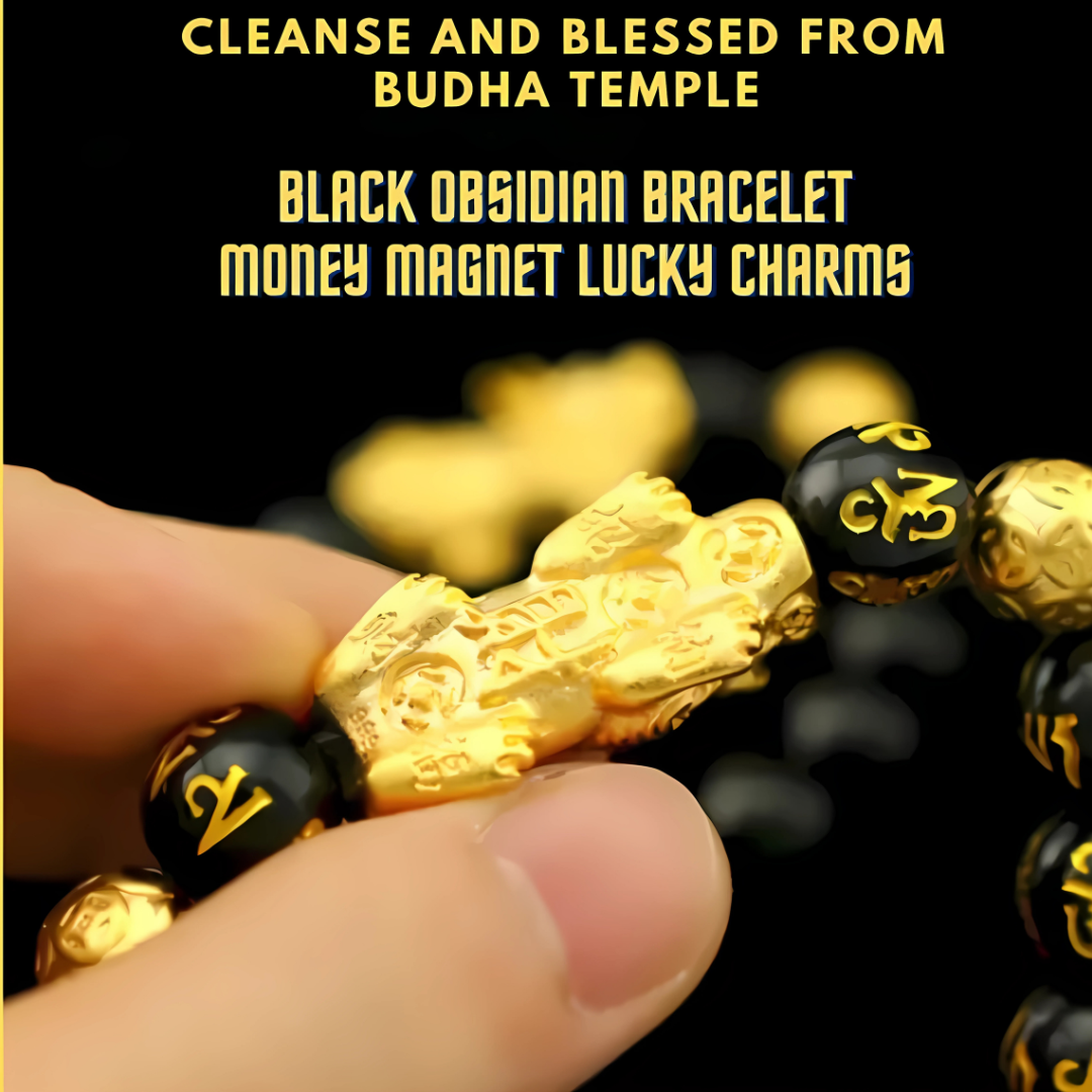 Feng Shui Black Obsidian Pi Yao Wealth Bracelet