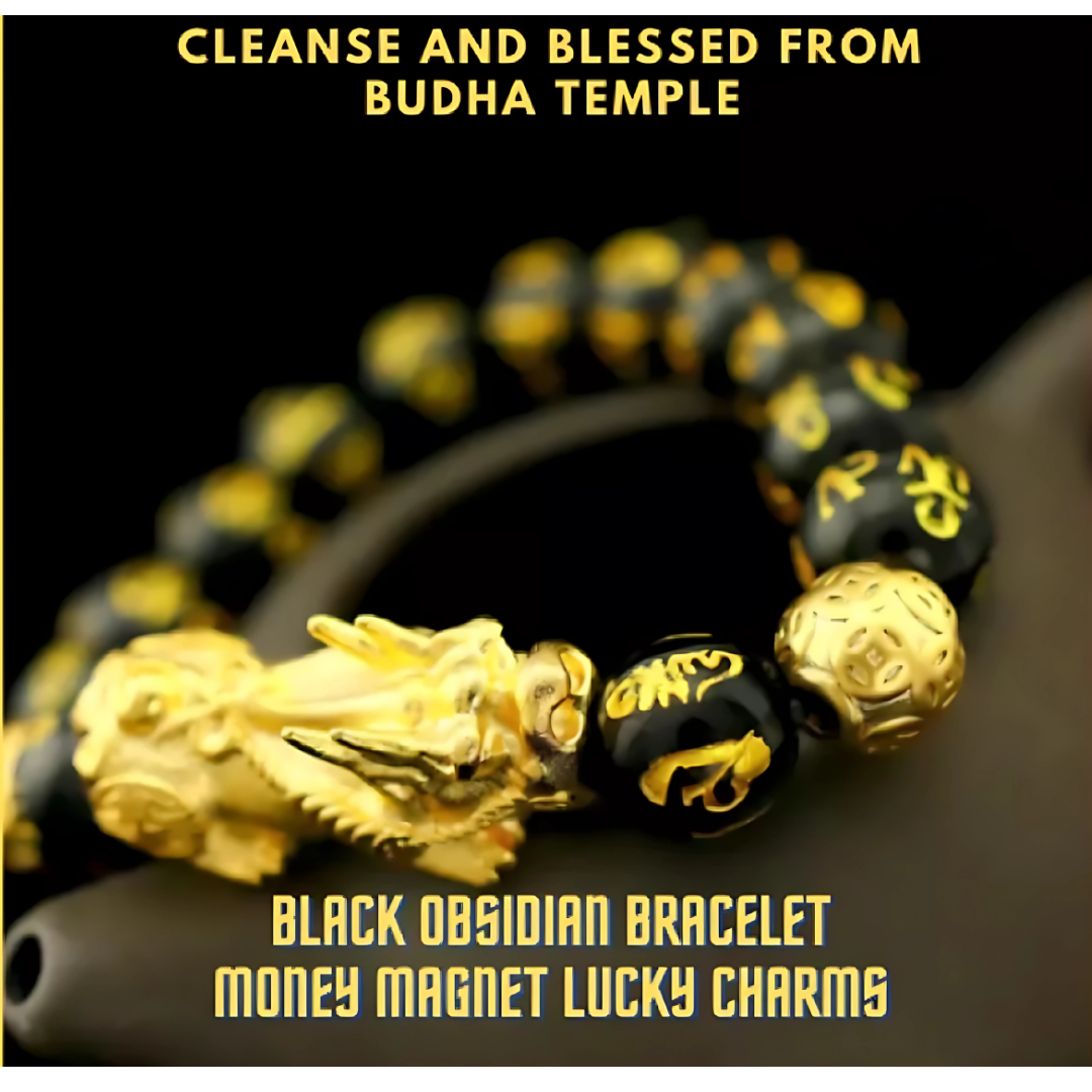 Feng Shui Black Obsidian Pi Yao Wealth Bracelet