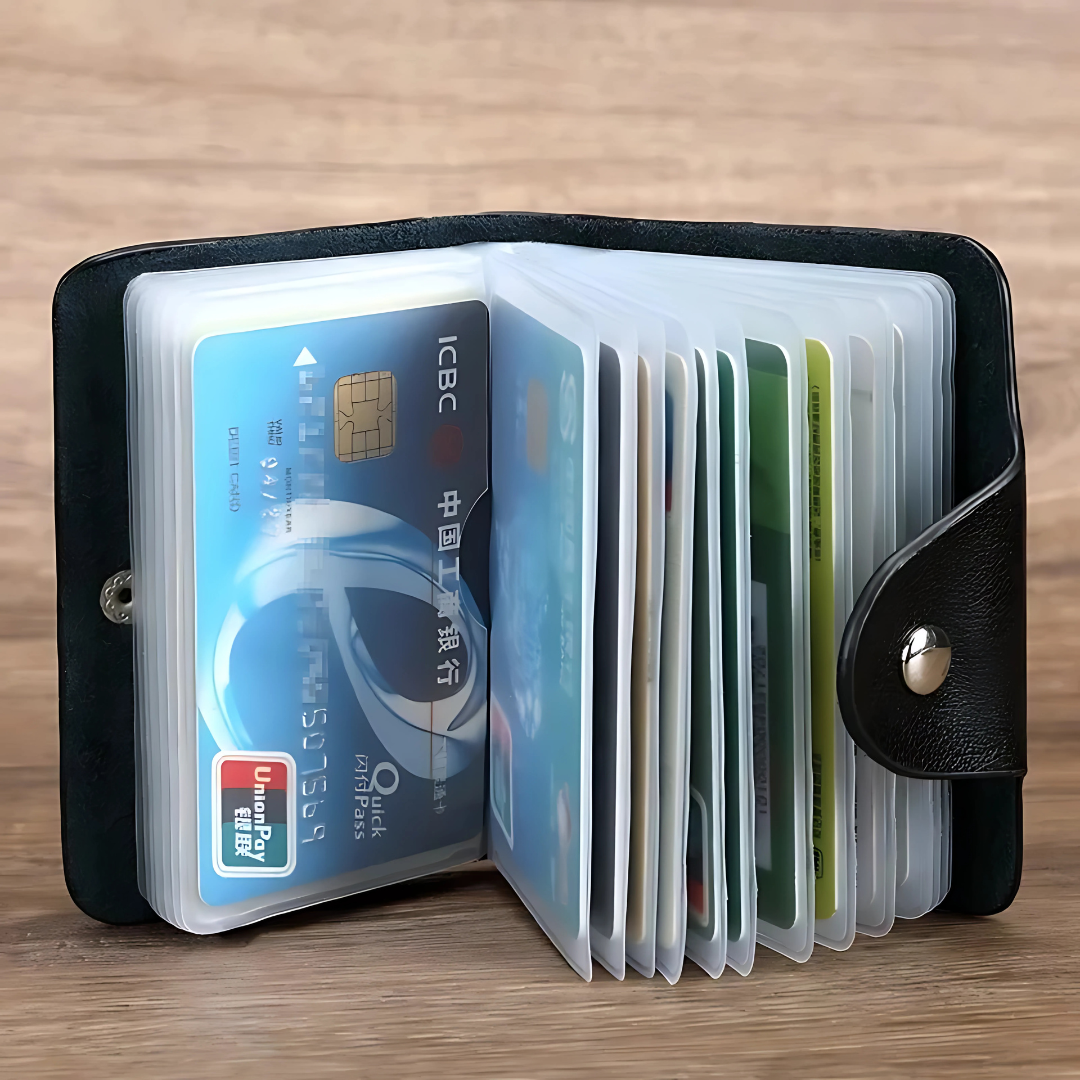 PU Leather Card Holder Wallet 24-Slot Business & ID Organizer