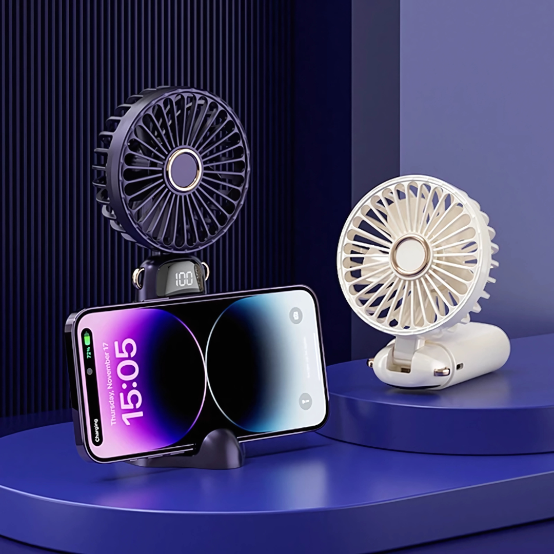 Mini Portable USB Fan 6000mAh Rechargeable Handheld & Desktop