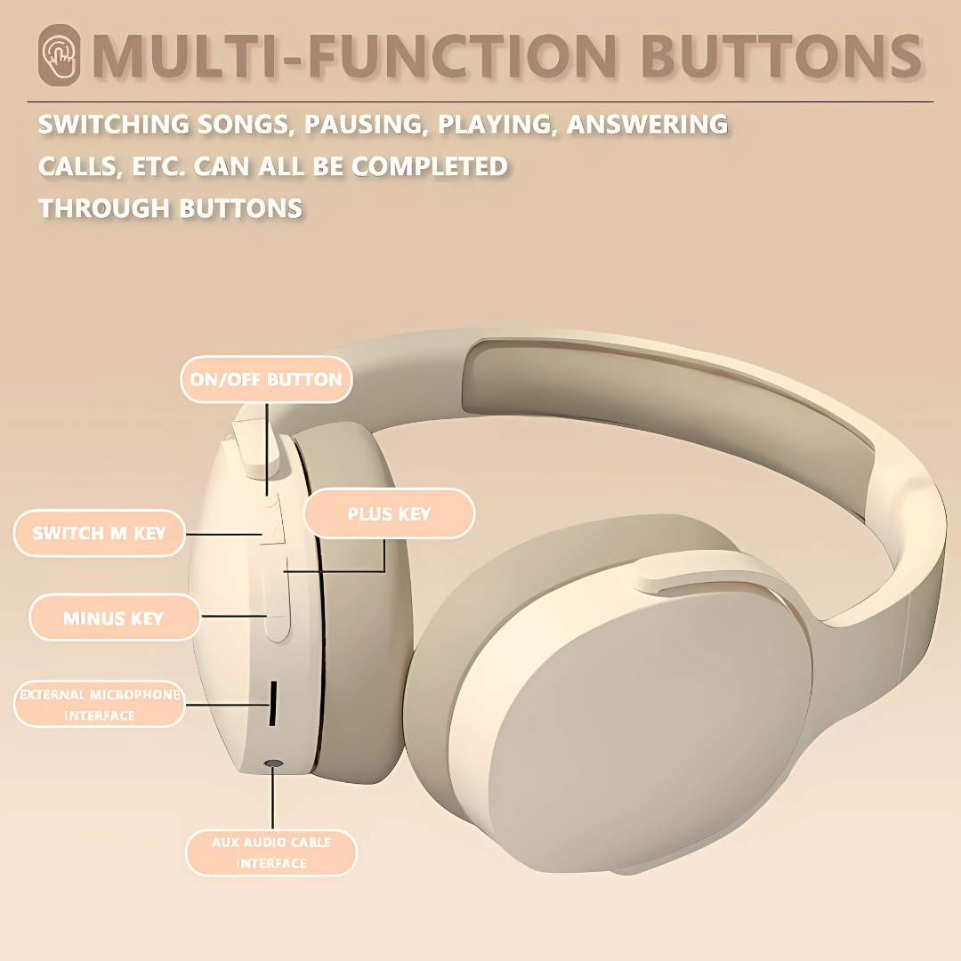 P2961 Wireless Bluetooth Headphones Noise Cancelling Stereo Headset