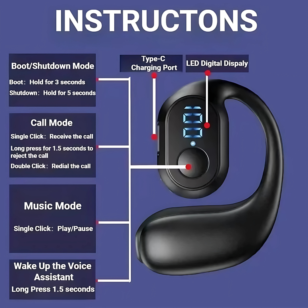 KY2 Pro Wireless Earbuds Air Conduction OWS Earphones with HiFi Stereo