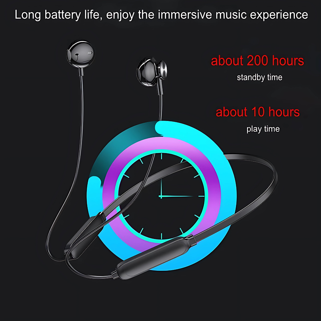 Neck-Mounted Bluetooth Headset Waterproof Sports Wireless Earphones with Mic