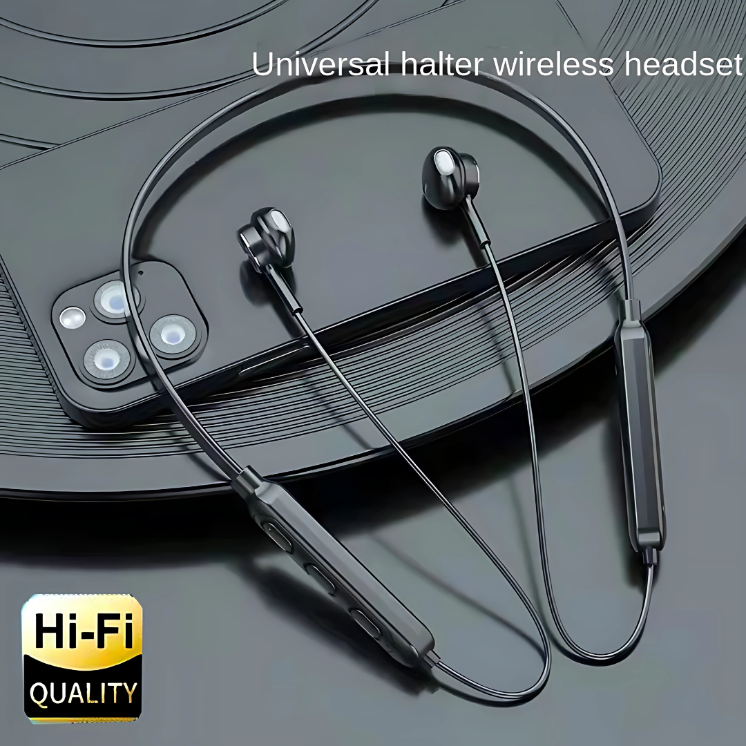 Neck-Mounted Bluetooth Headset Waterproof Sports Wireless Earphones with Mic