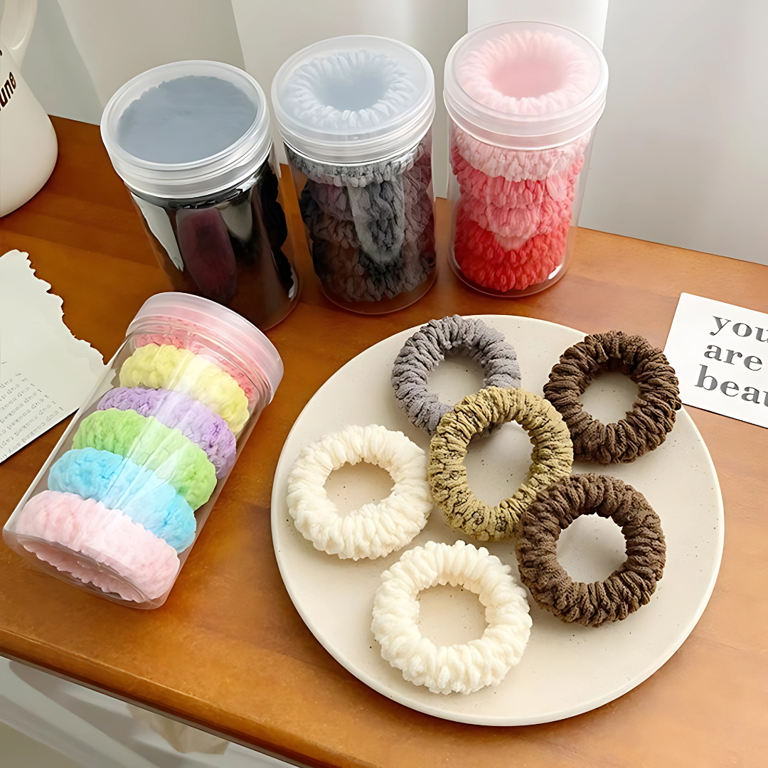 6pcs Korean Donut Hair Rope Scrunchies Thick High Elastic Hair Bands