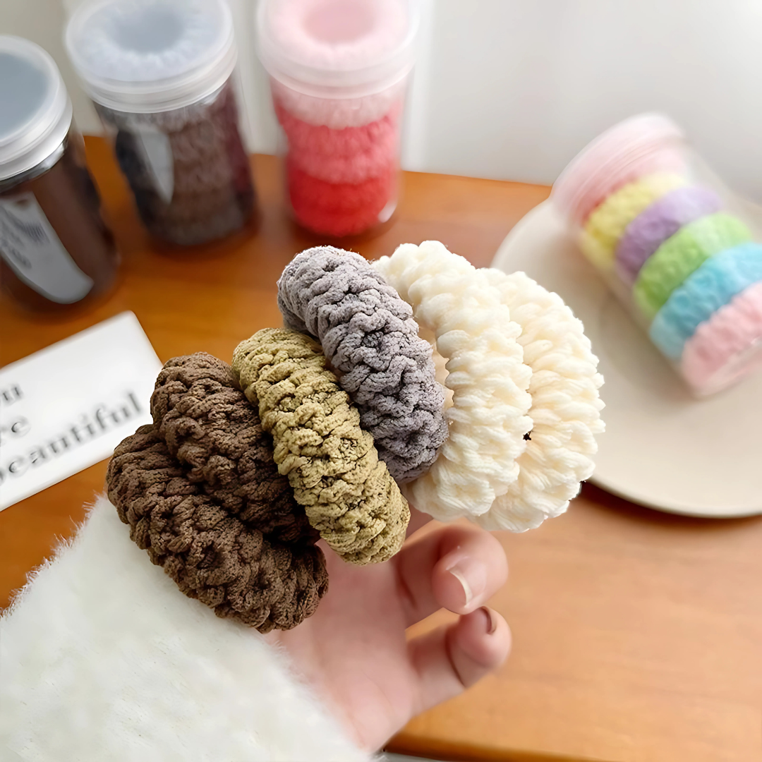 6pcs Korean Donut Hair Rope Scrunchies Thick High Elastic Hair Bands