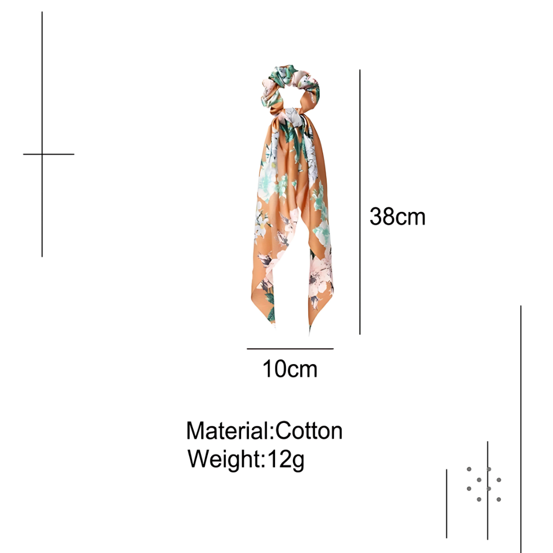 Ribbon Scrunchies for Hair Chiffon Floral Scarf Boho Ponytail Holder