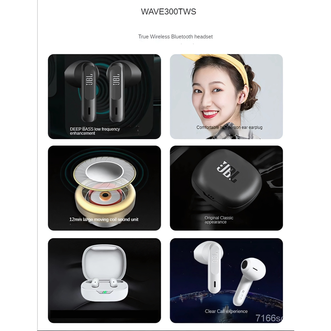 JBL T300WS TWS Wireless Bluetooth Earbuds | Deep Bass Headphones