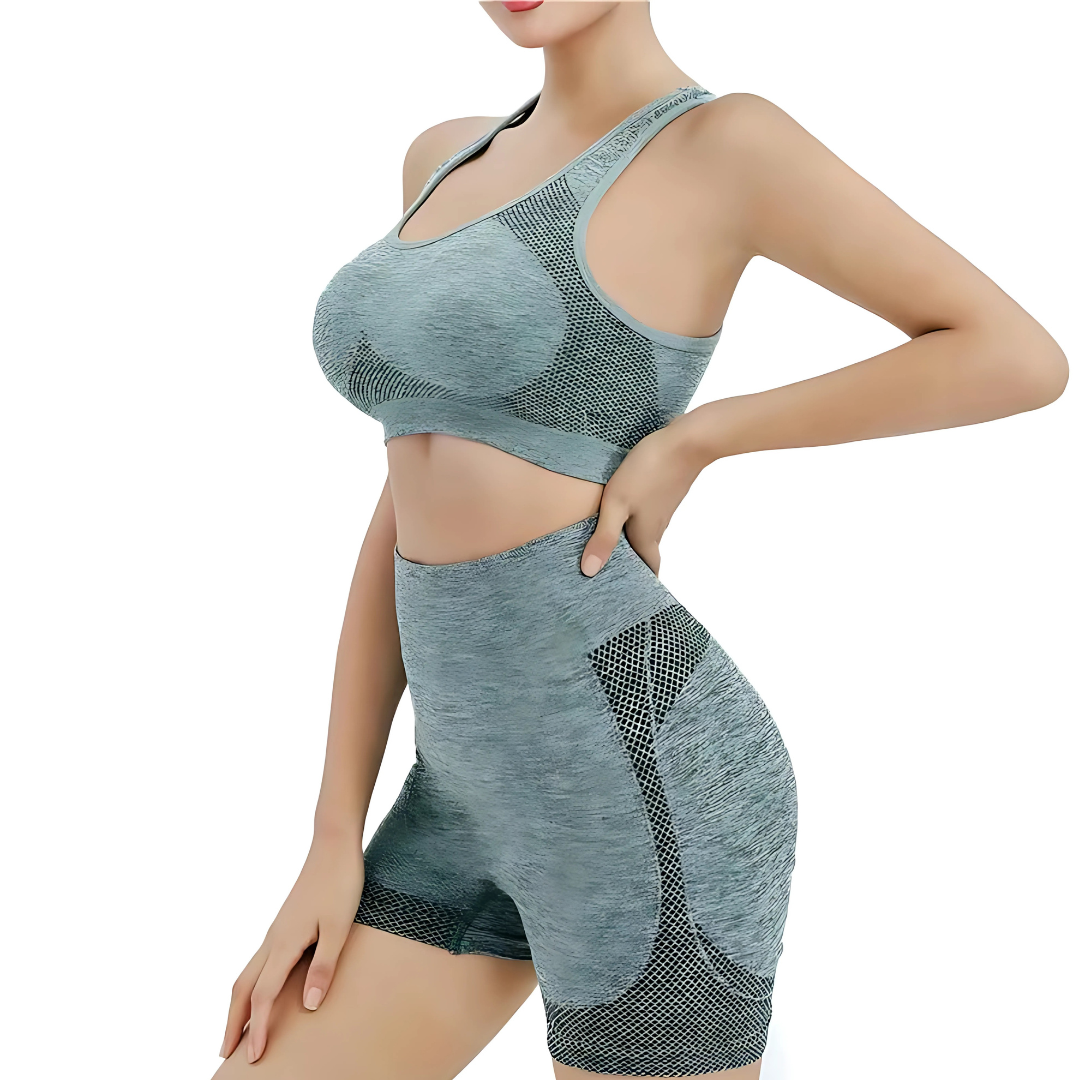 Women’s High Waist Sports Set Gym Shorts & Sports Bra