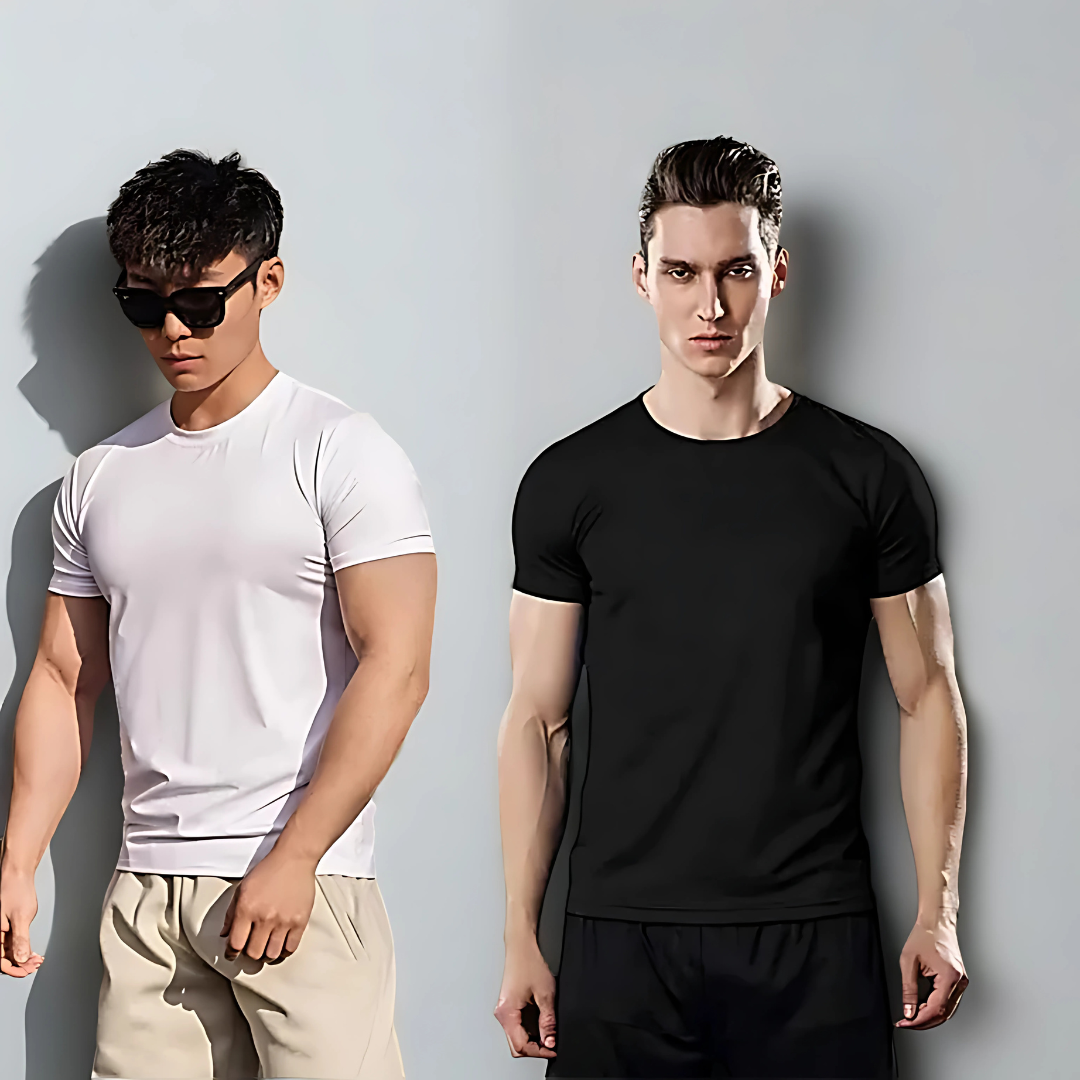 Men’s Casual Round Neck Dri-Fit Shirt Breathable Sports & Everyday Wear