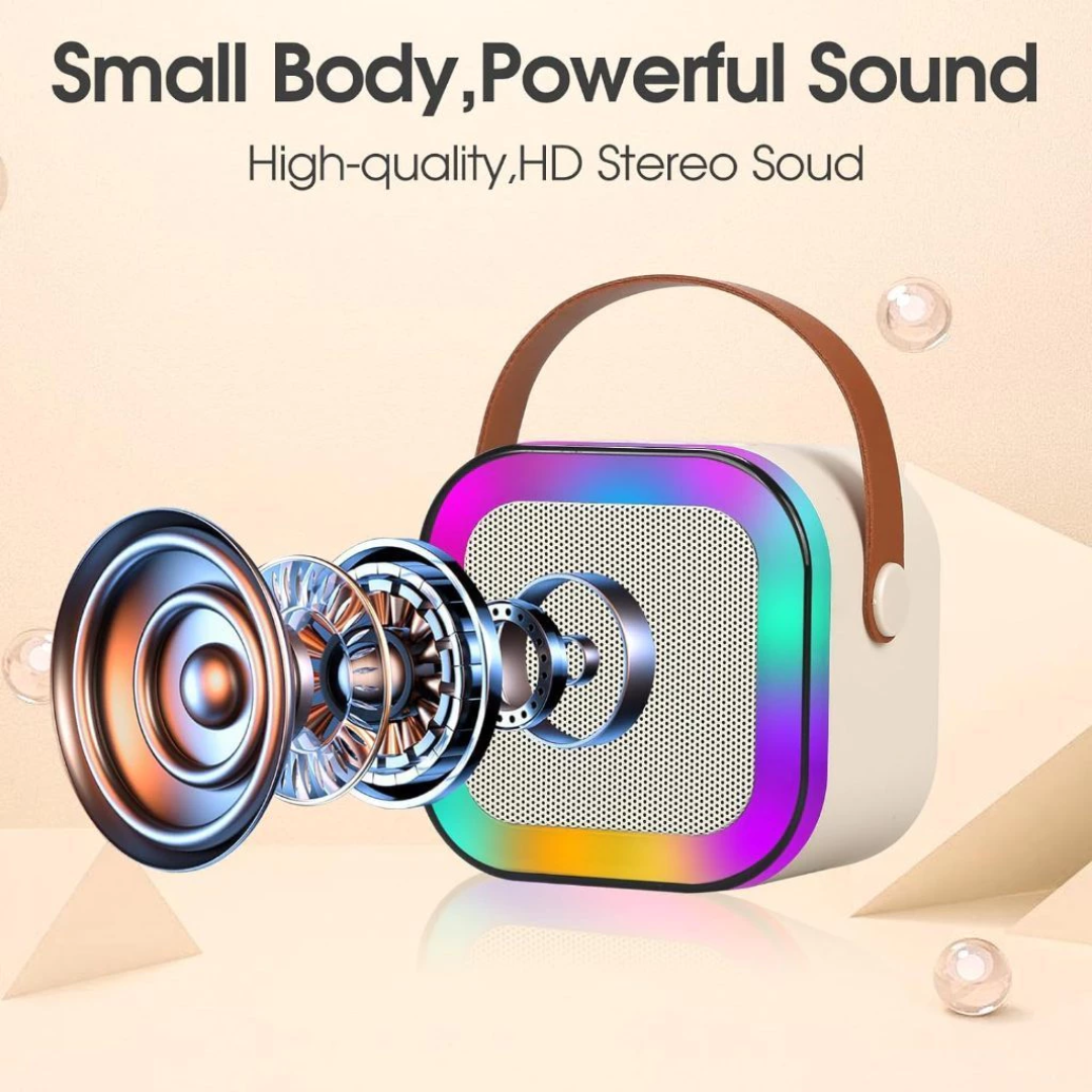 Mini Karaoke Wireless Bluetooth Speaker with Mic – Pink 4-in-1 Portable Speaker