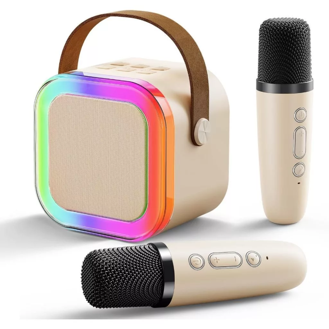 Mini Karaoke Wireless Bluetooth Speaker with Mic – Pink 4-in-1 Portable Speaker