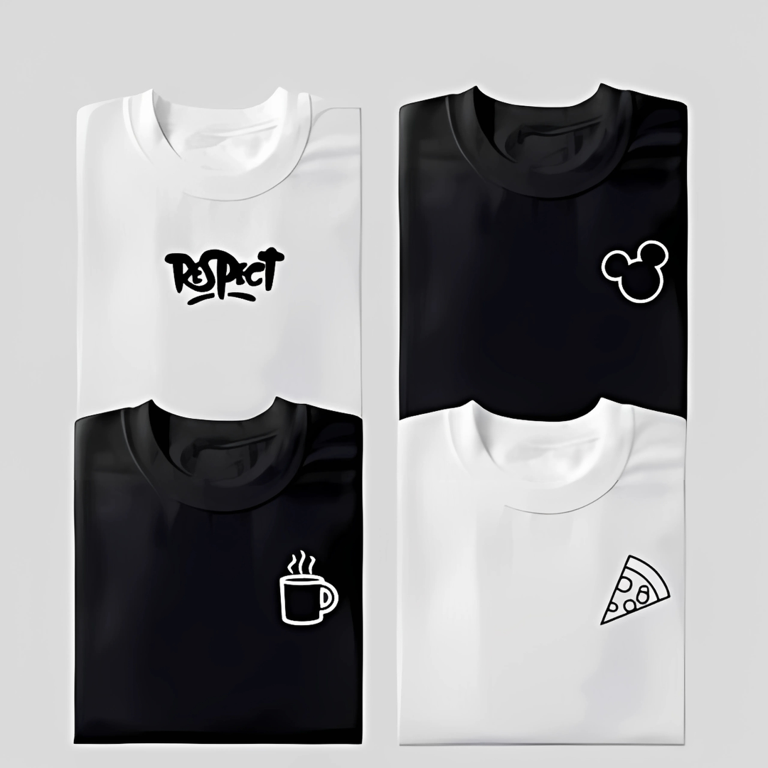 Minimalist T-Shirt for Men & Women Black & White Round Neck