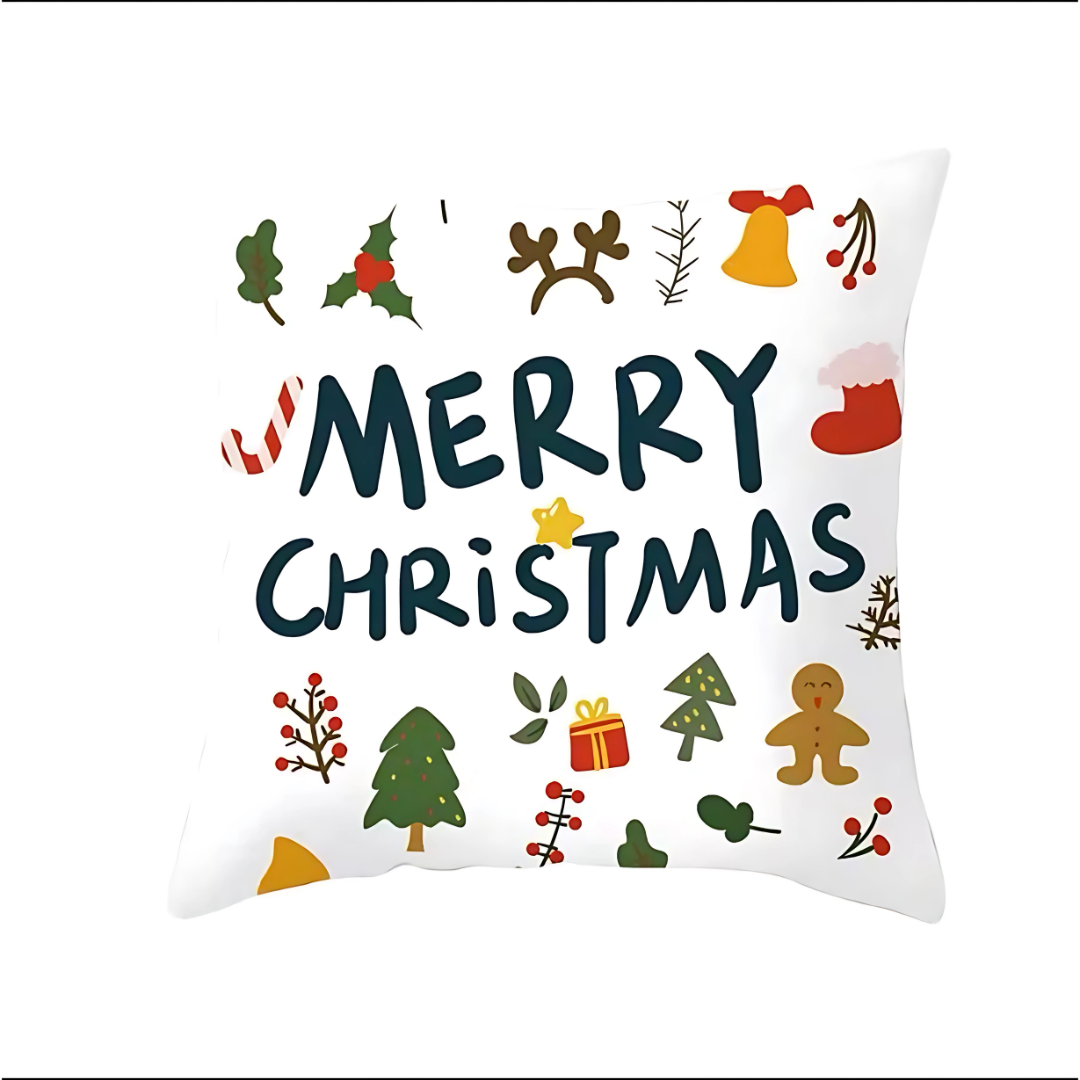 Merry Christmas Sofa Pillow Case 45x45cm Cotton Throw Pillow Cover for Holiday