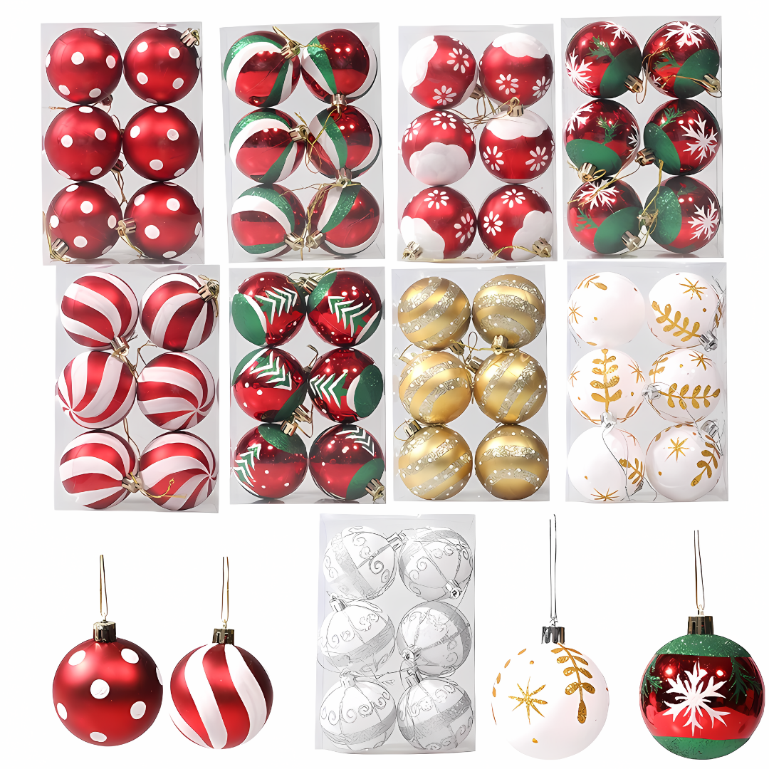 6Pcs 6CM Colorful Christmas Balls Xmas Tree Ornaments