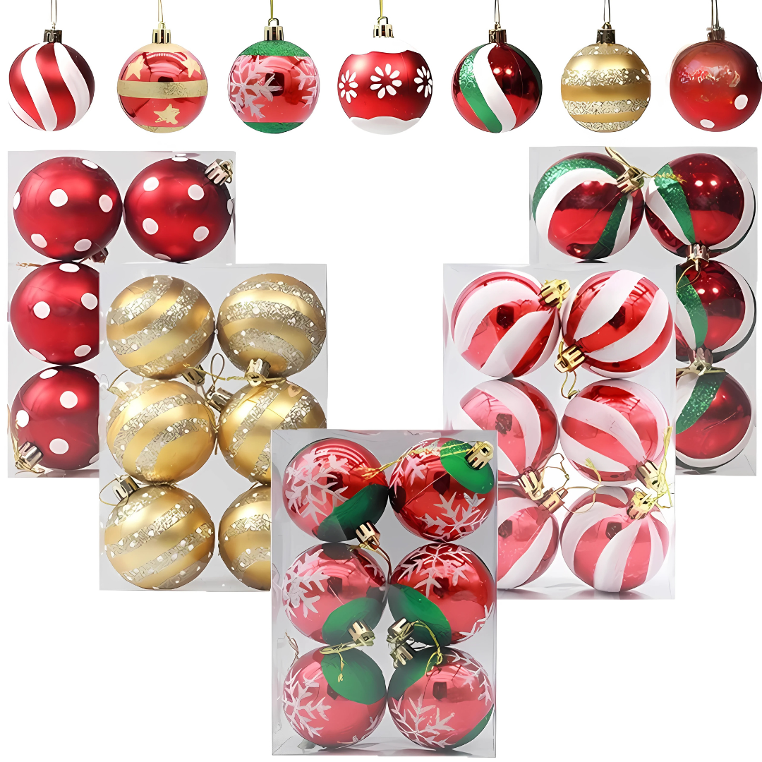 6Pcs 6CM Colorful Christmas Balls Xmas Tree Ornaments