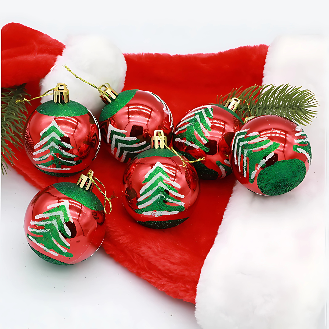 6Pcs 6CM Colorful Christmas Balls Xmas Tree Ornaments