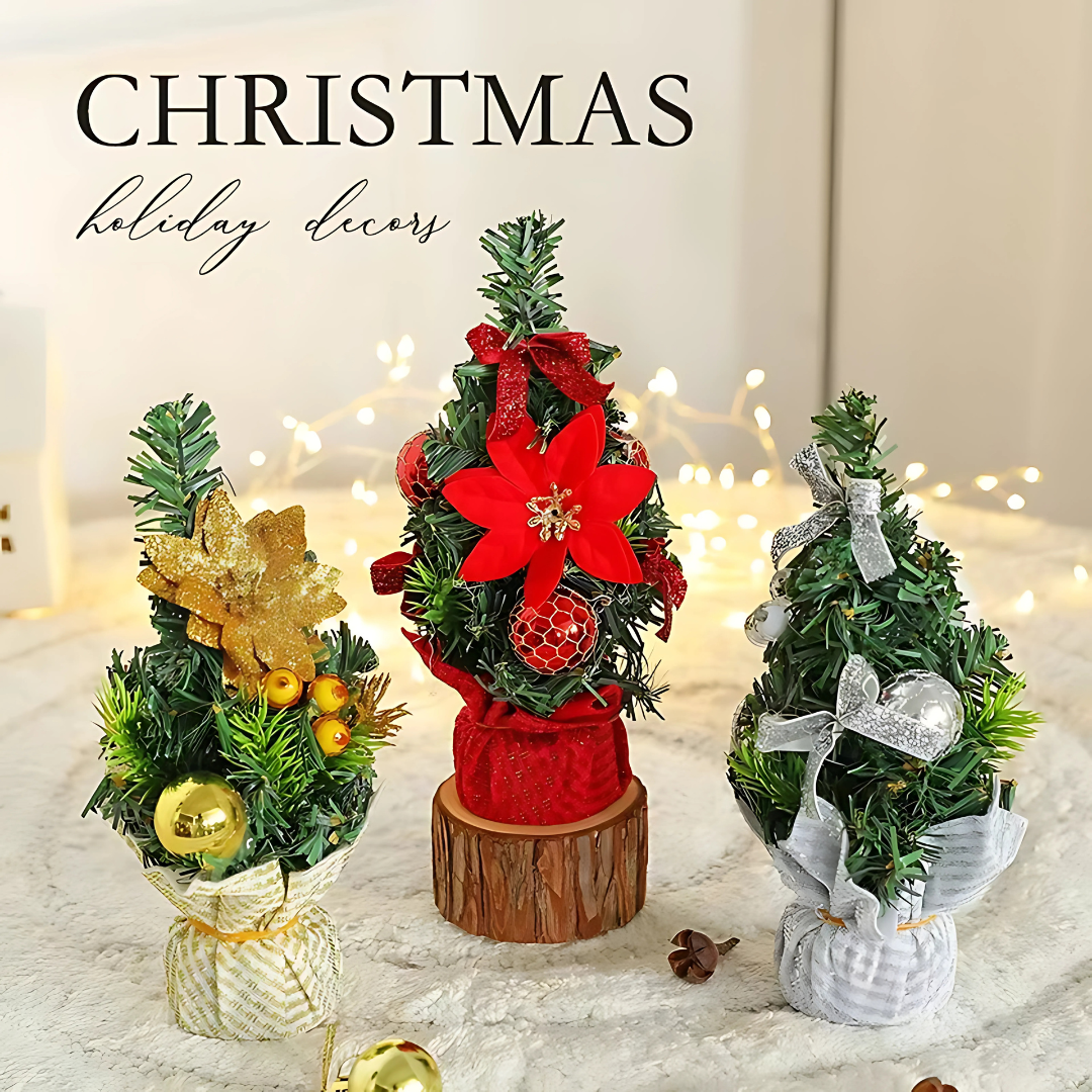 Mini Christmas Tree Desktop Decoration with Ornaments