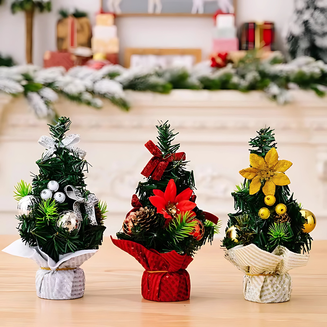 Mini Christmas Tree Desktop Decoration with Ornaments