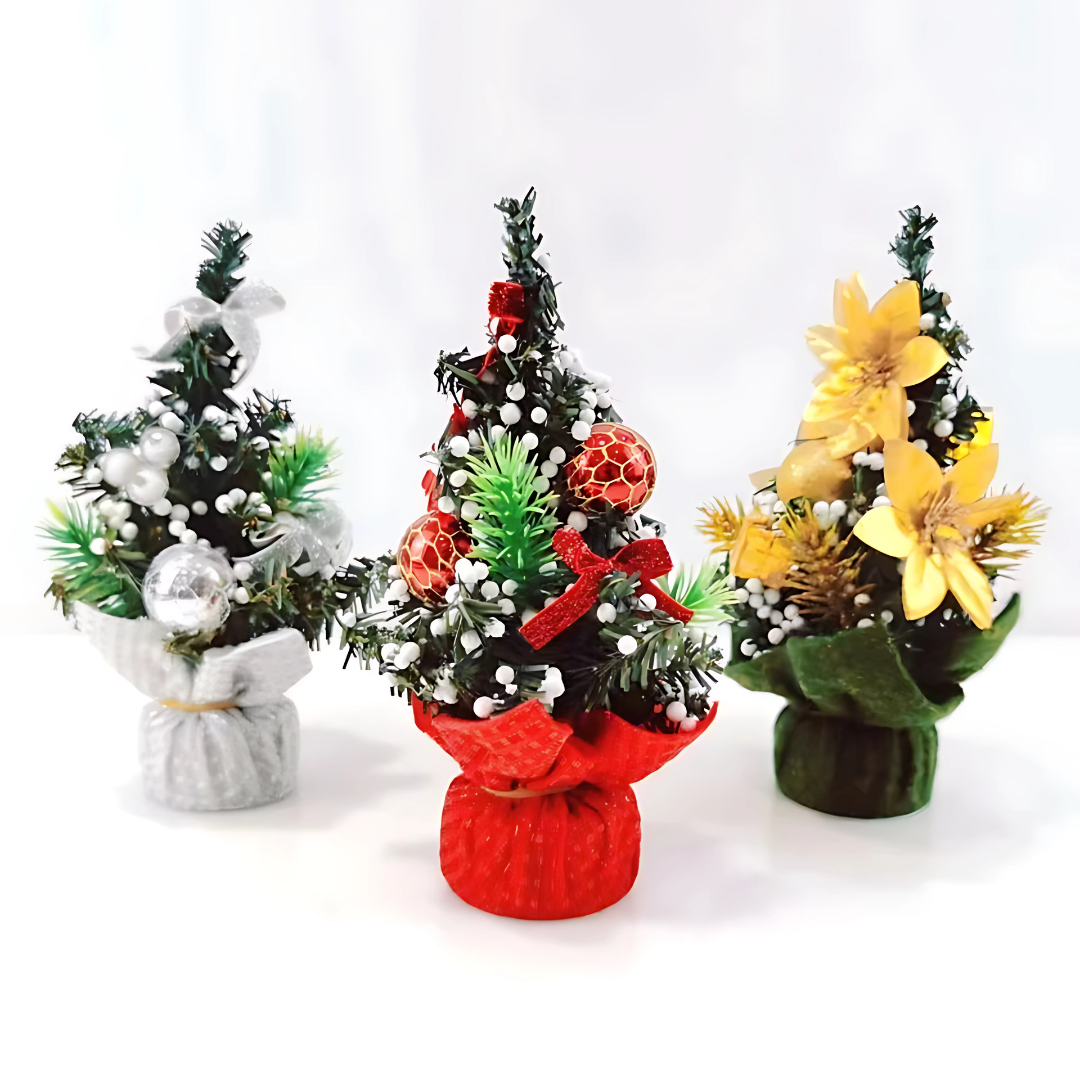 Mini Christmas Tree Desktop Decoration with Ornaments