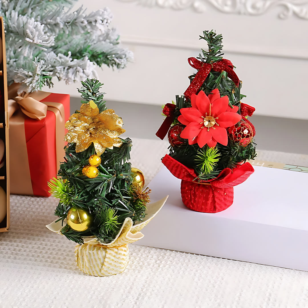 Mini Christmas Tree Desktop Decoration with Ornaments