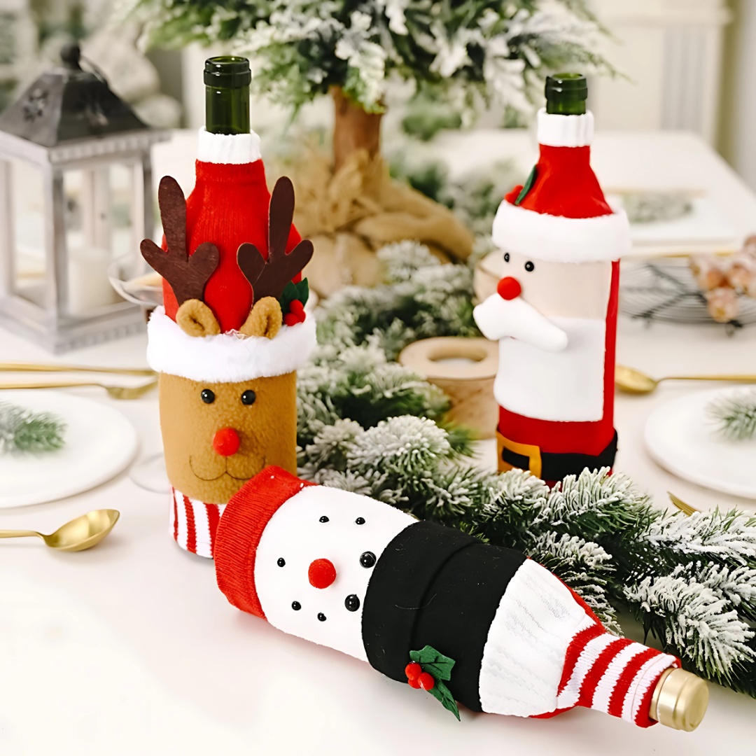 3D Christmas Wine Bottle Cover Festive Xmas Party Decoration