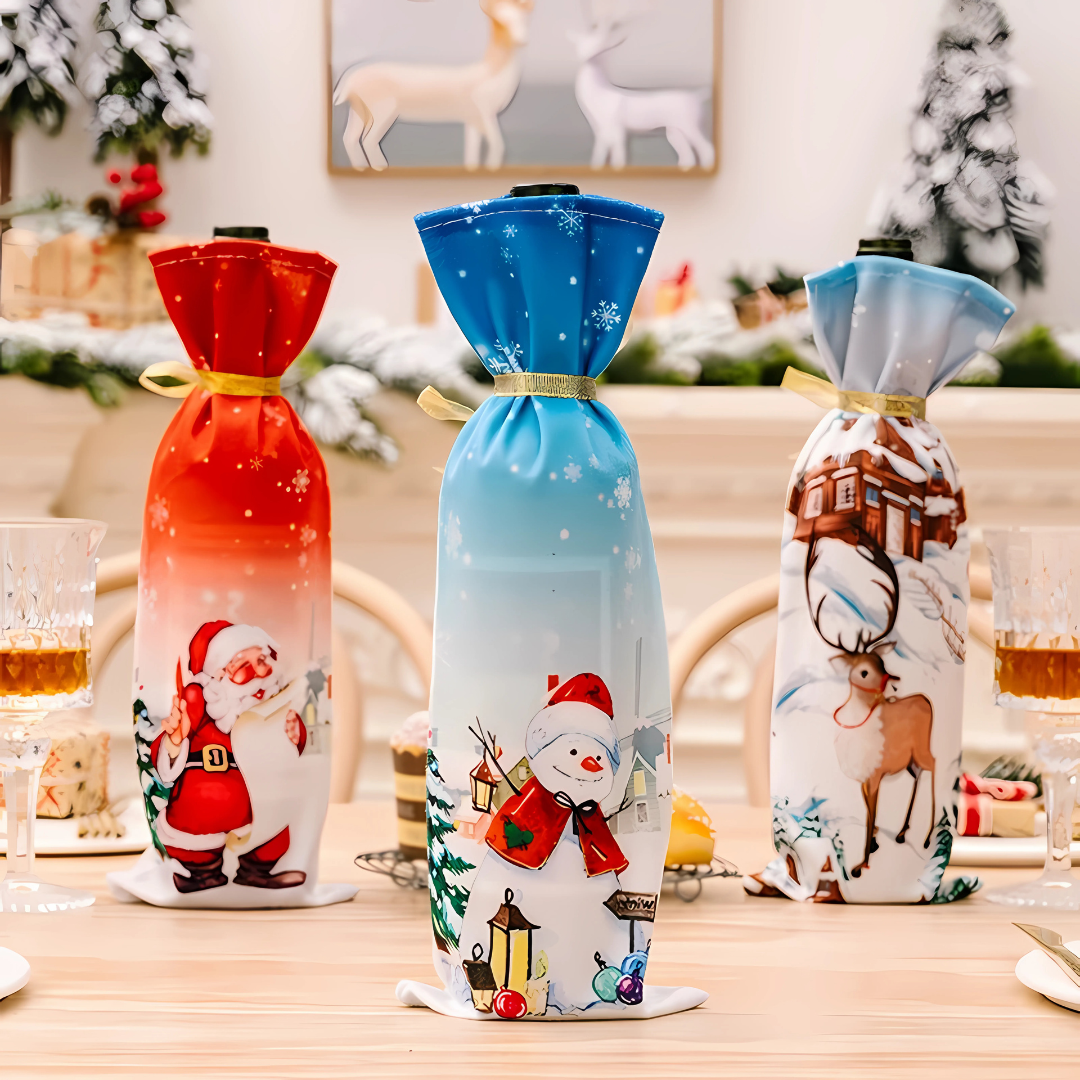 3D Christmas Wine Bottle Cover Festive Xmas Party Decoration