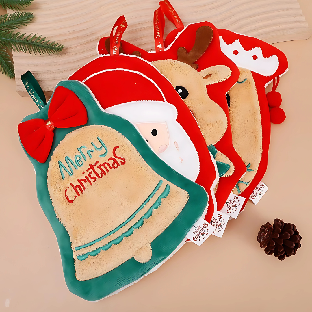 Cute Christmas Coral Velvet Hand Towel Quick Dry Kitchen & Bathroom Towel