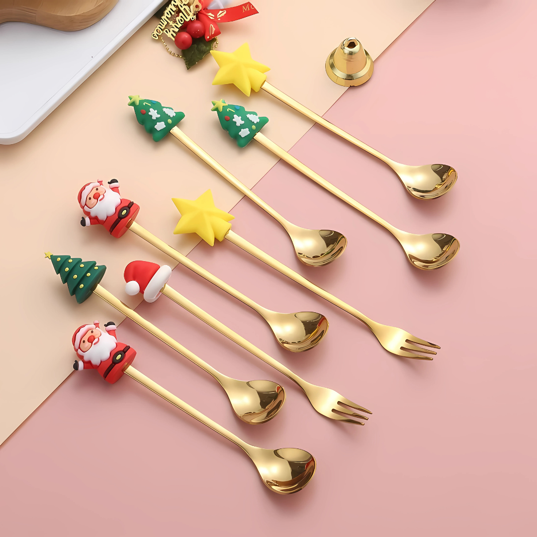 Stainless Steel Christmas Spoon & Fork Gift Set