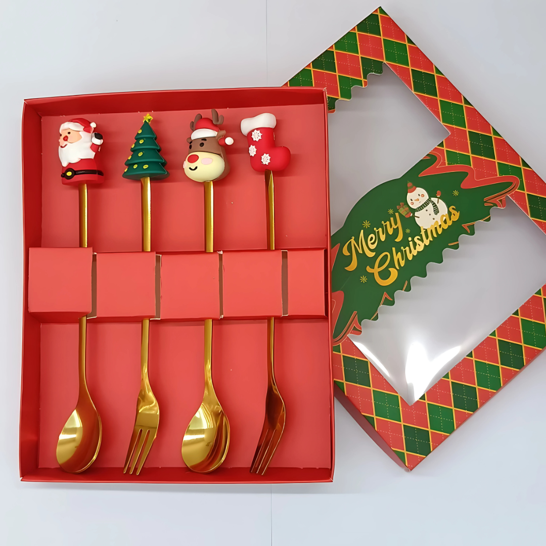 Stainless Steel Christmas Spoon & Fork Gift Set