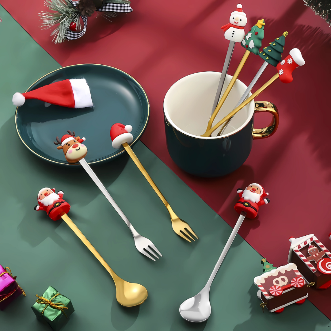 Stainless Steel Christmas Spoon & Fork Gift Set