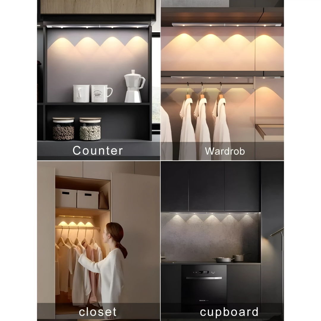 60CM 3-Color Motion Sensor LED Rechargeable Closet & Kitchen Night Light
