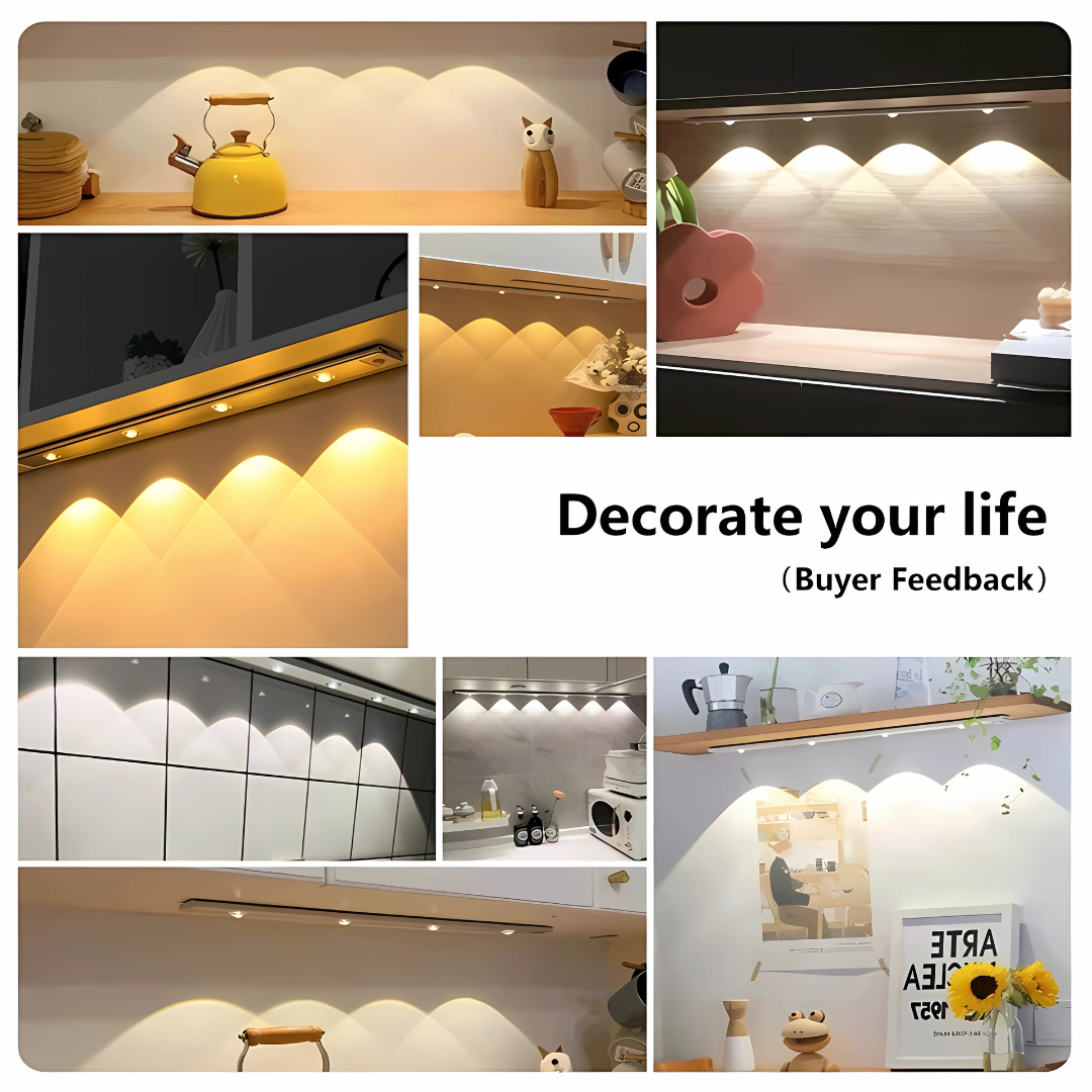 60CM 3-Color Motion Sensor LED Rechargeable Closet & Kitchen Night Light