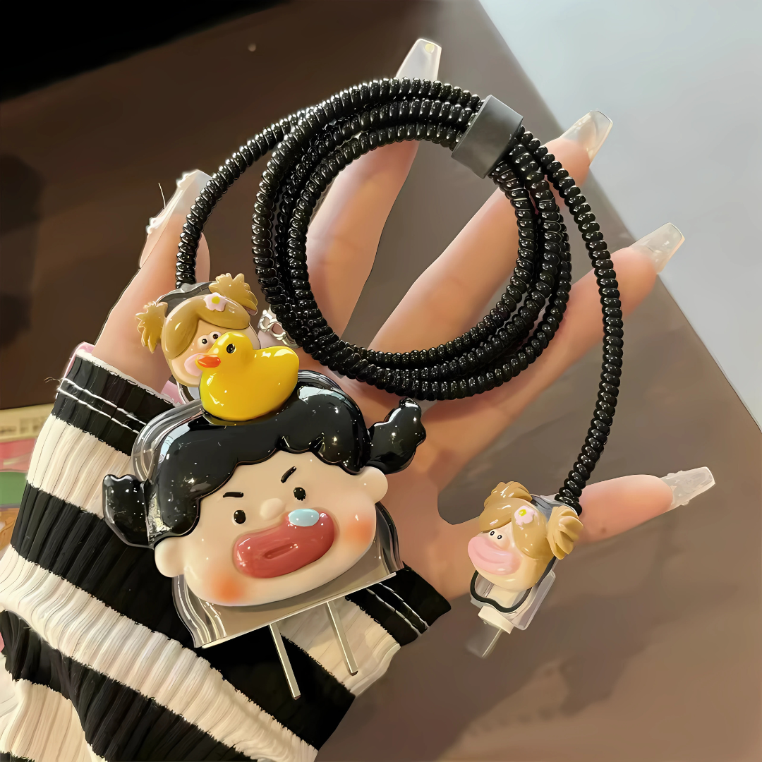 5pcs Cartoon Charger Cable Protector Set for iPhone 18W/20W Charging Cable Cover