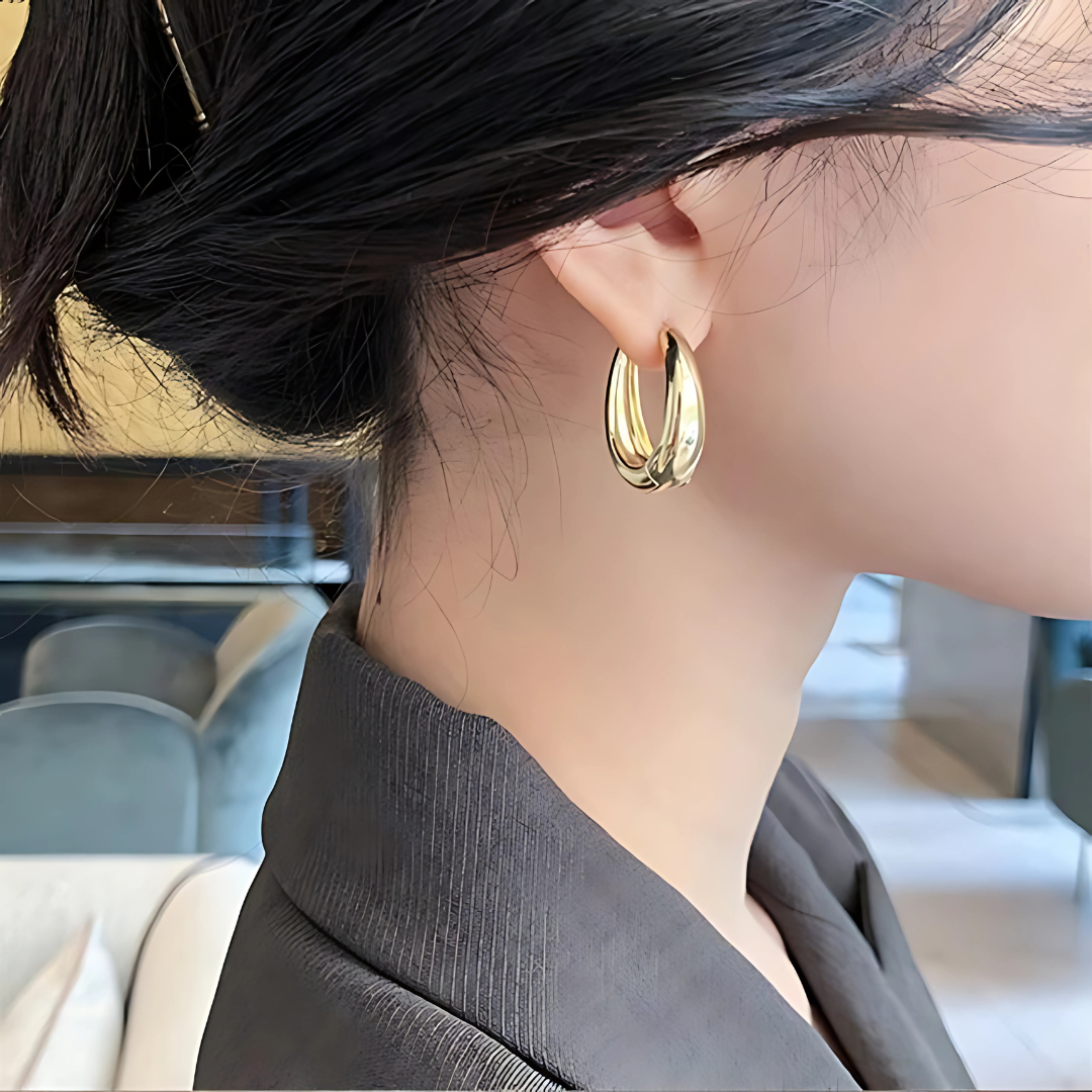 Korean Buckle Hoop Earrings