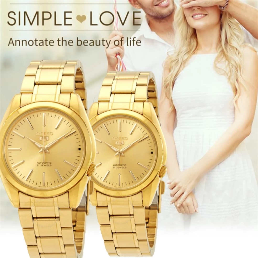 Seiko 5 Couple Watch Set Stainless Steel His & Hers Watches