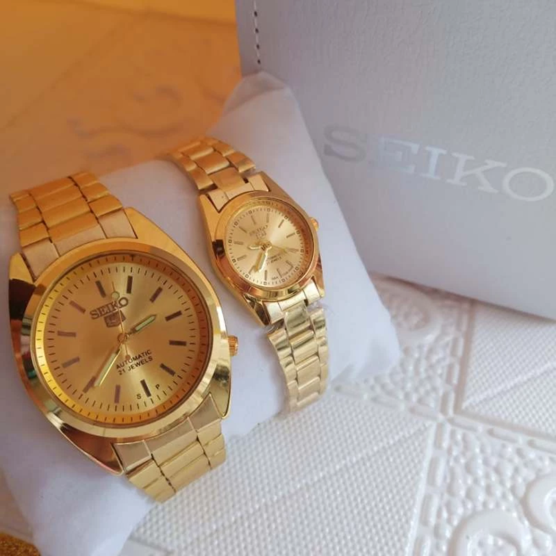 Seiko 5 Couple Watch Set Stainless Steel His & Hers Watches