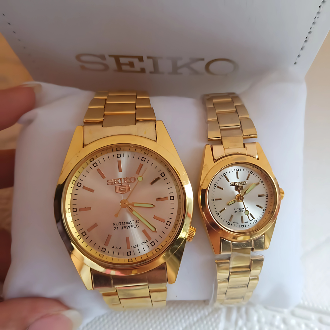 Seiko 5 Couple Watch Set Stainless Steel His & Hers Watches