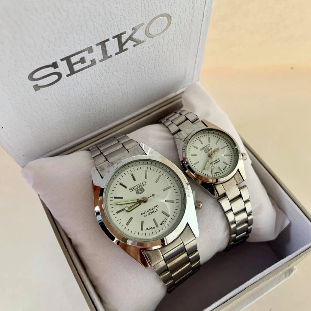 Seiko 5 Couple Watch Set Stainless Steel His & Hers Watches