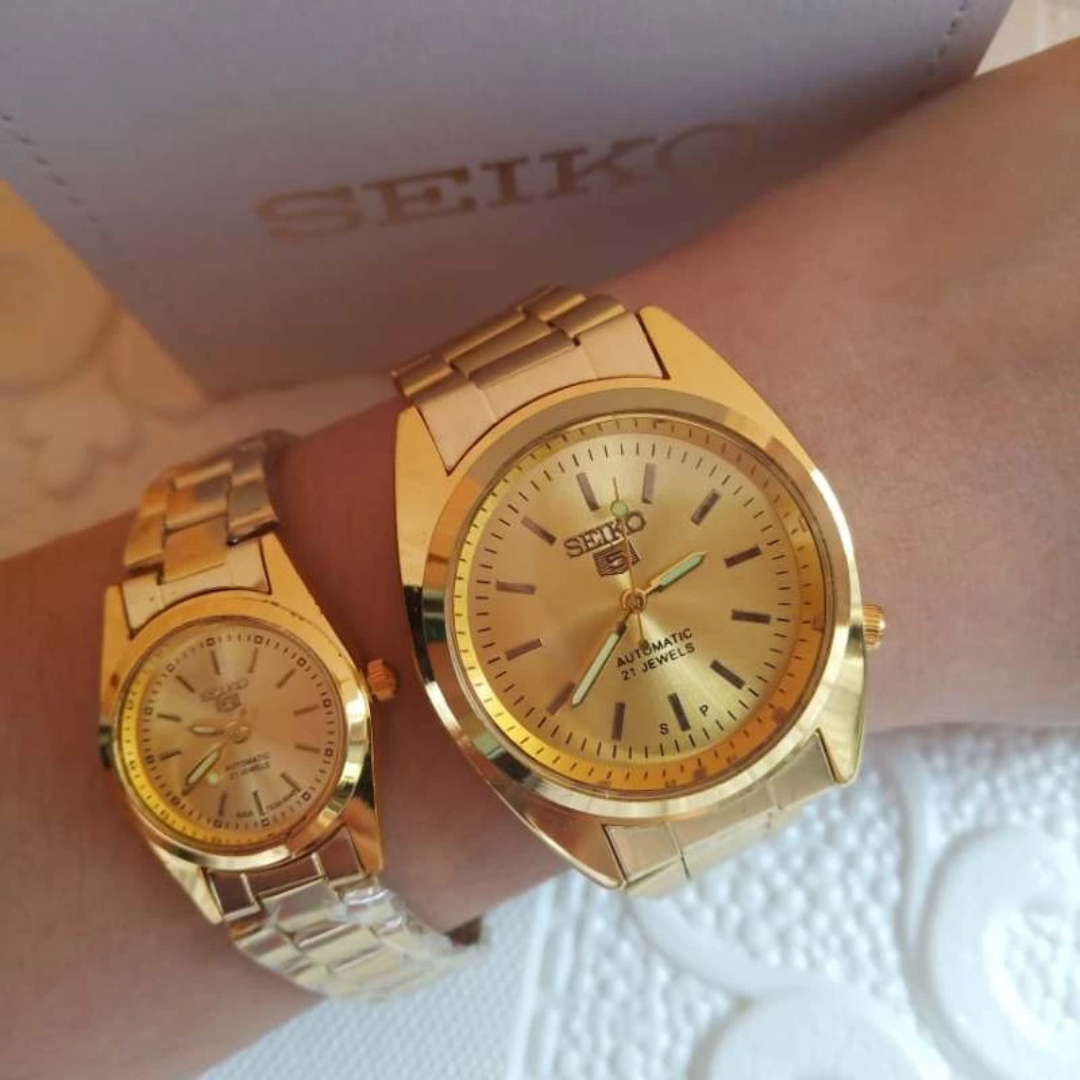 Seiko 5 Couple Watch Set Stainless Steel His & Hers Watches