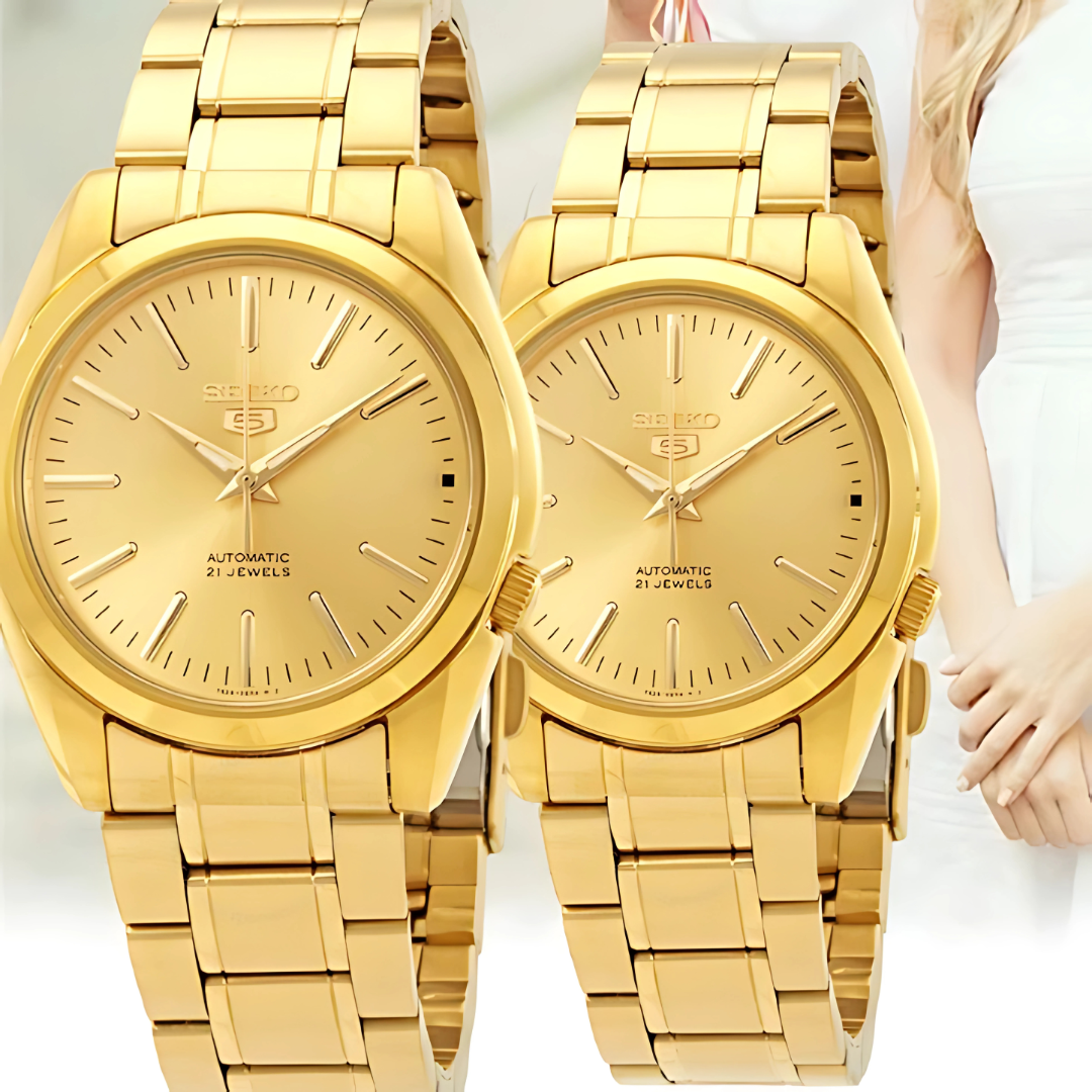 Seiko 5 Couple Watch Set Stainless Steel His & Hers Watches