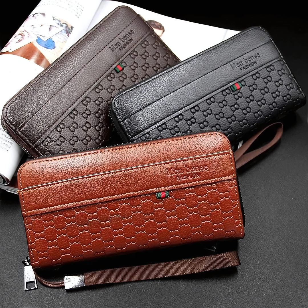 Men’s Long PU Leather Wallet – Slim Card Holder & Organizer